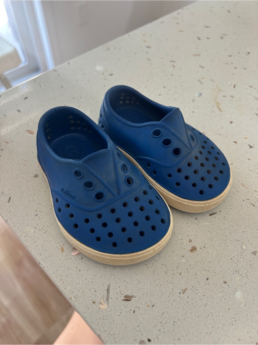 Native Kids Slip-On Water Shoe in Navy Blue with Cream Trim